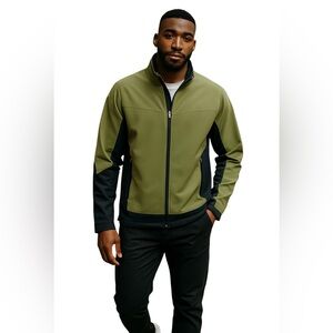 REI CO-OP THERMO LT FULL ZIP PILE FLEECE JACKET Size Large Olive Green/Black